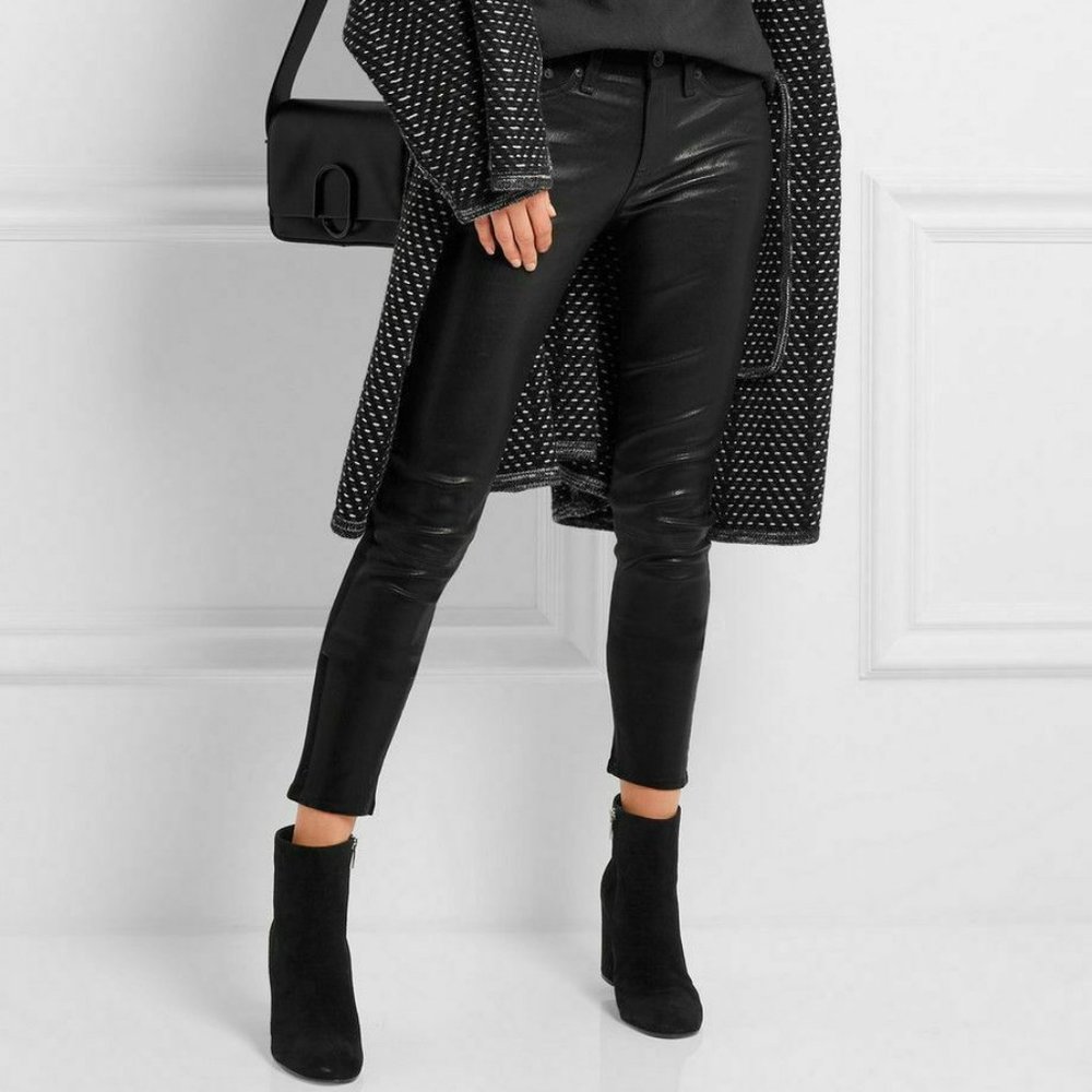 RAG & BONE Jeans Hyde Leather Cropped Skinny Jeans